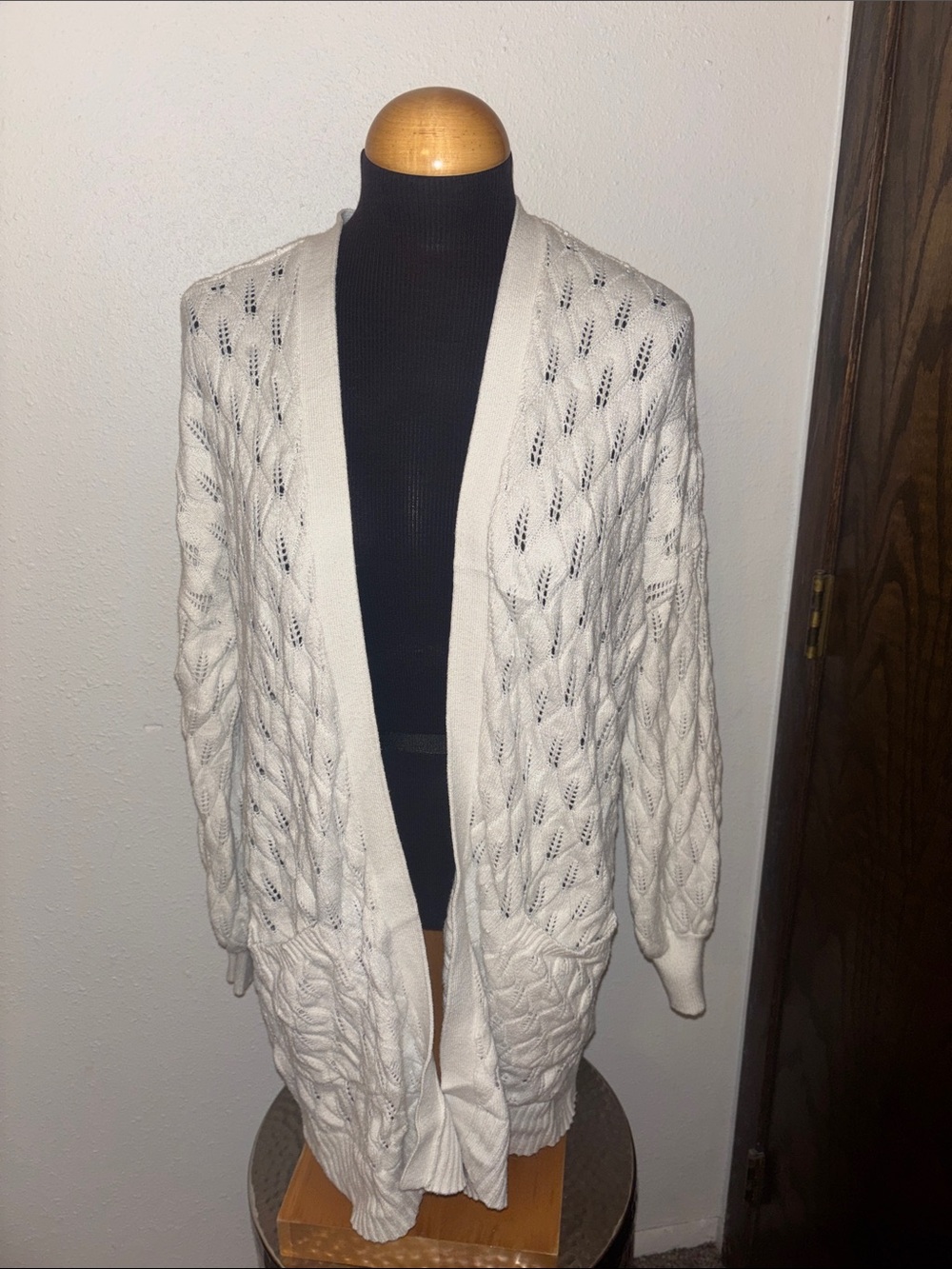 a new day Cream Open-Front Cable Knit Cardigan Size XXL